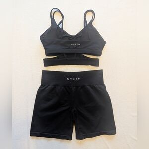 NVGTN Workout Set *Bundle* (Black Revolve Bra & Solid Seamless Contour Shorts)